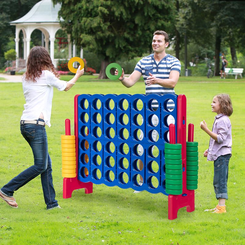 Family-Sized 4-to-Score Game with Jumbo Rings &ndash; Quick-Release Reset for Endless Play