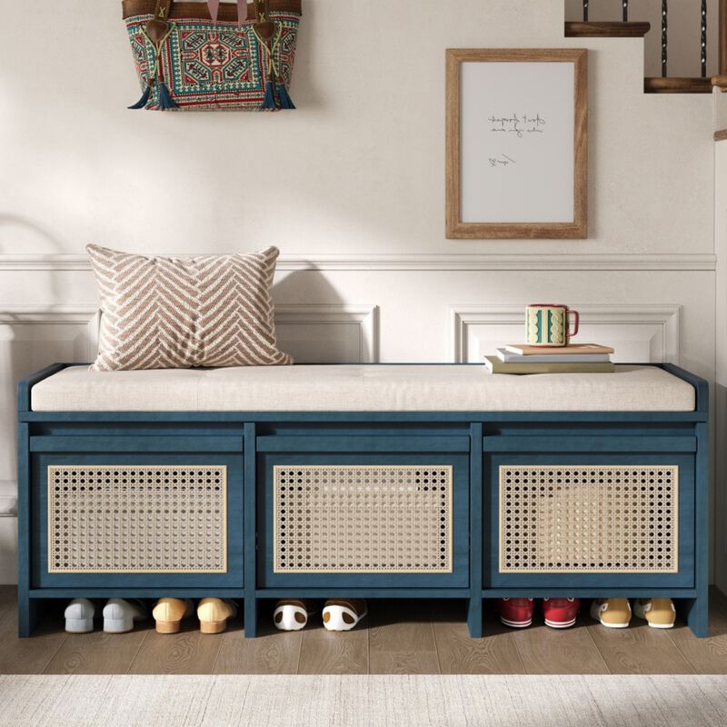 Seckbo Retro Button Tufted Upholstered Storage Bench image number 2