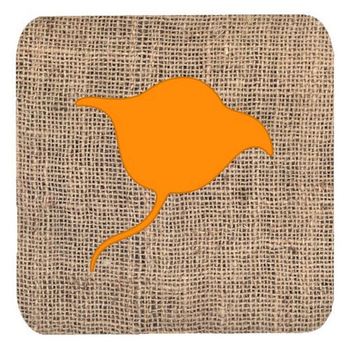 Caroline's Treasures BB1094-BL-OR-FC Stingray Burlap and Orange Foam Coasters (Set of 4), 3.5 H x 3.5 W, Multicolor