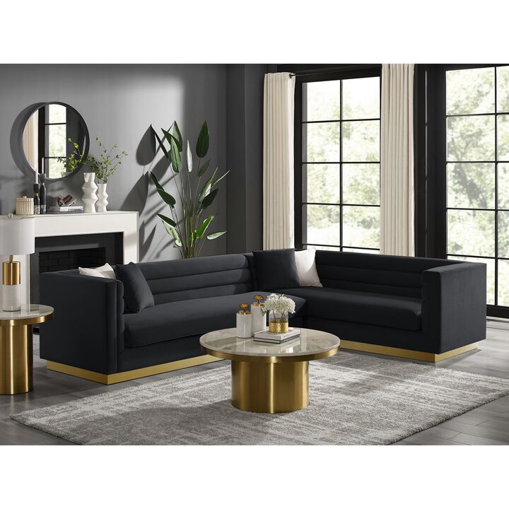 Inspired Home Eila Velvet Right Facing Corner Sectional Sofa