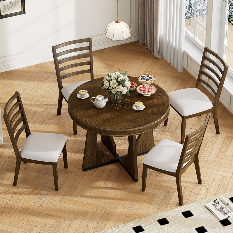 Merax Retro Rustic Functional 5 Pieces Dining Set image number 1