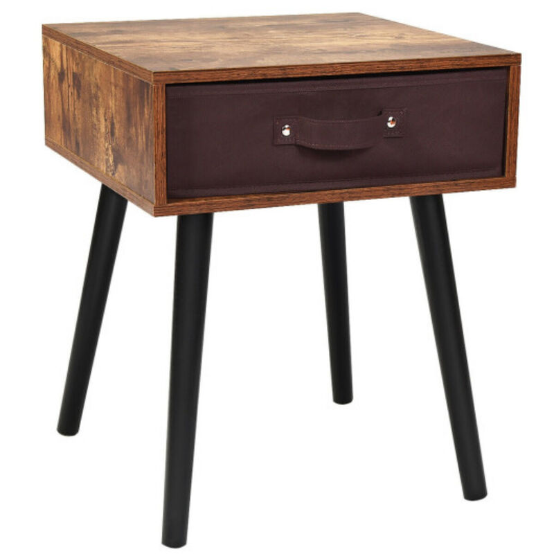 Mid-Century End Accent Bedside Table-Brown