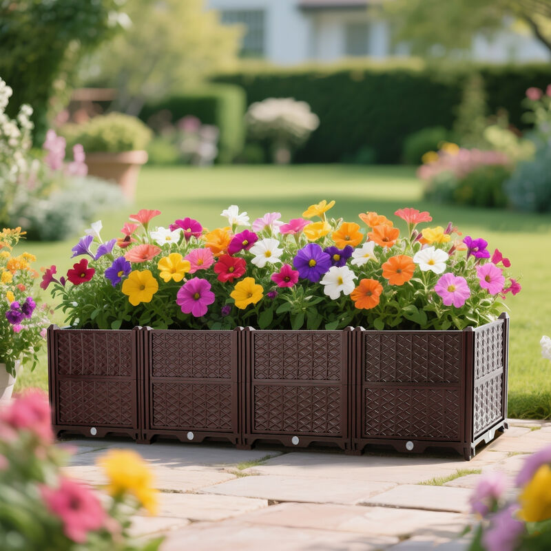 WOW PIONEER Indoor Outdoor Rectangular Planter Box for Growing Vegetables Herbs Flowers Succulents for Garden Balcony Terrace Backyard Porch Home Display image number 9