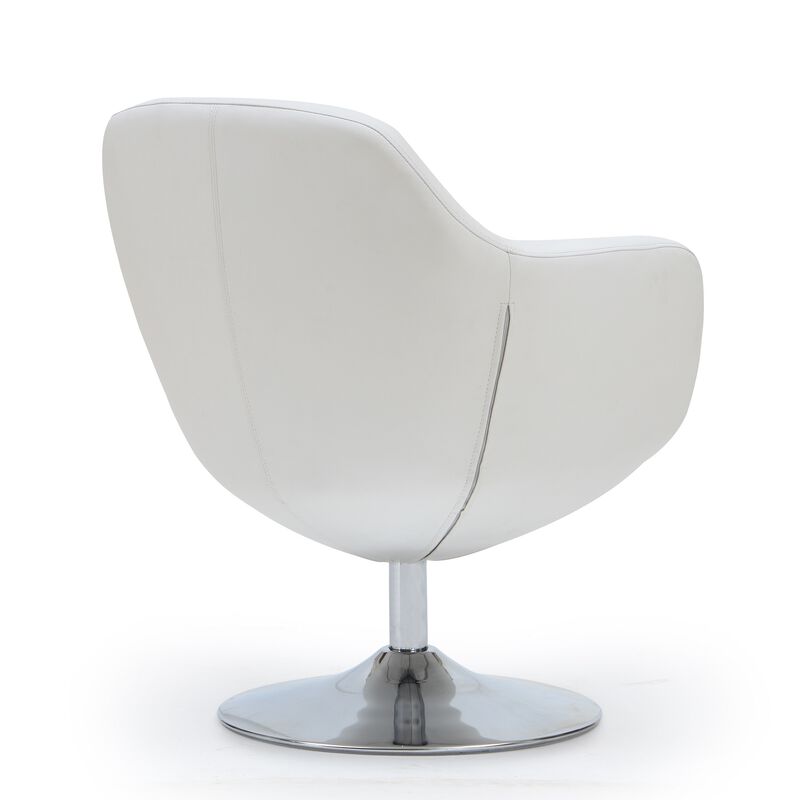 Caisson White Swivel Accent Chair