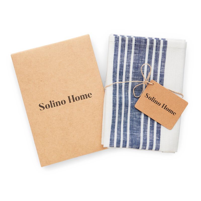 Solino Home 100% Pure Linen Kitchen Towels 17 x 26 Inch Set of 2 - Farmhouse