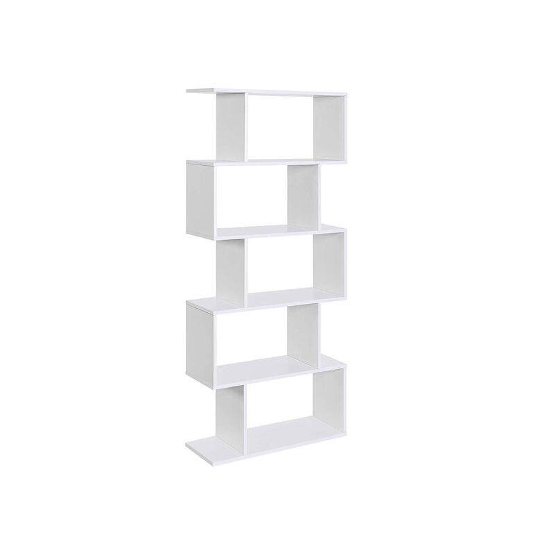 Wooden 5-Tier Display Shelf &ndash; Freestanding White Bookcase