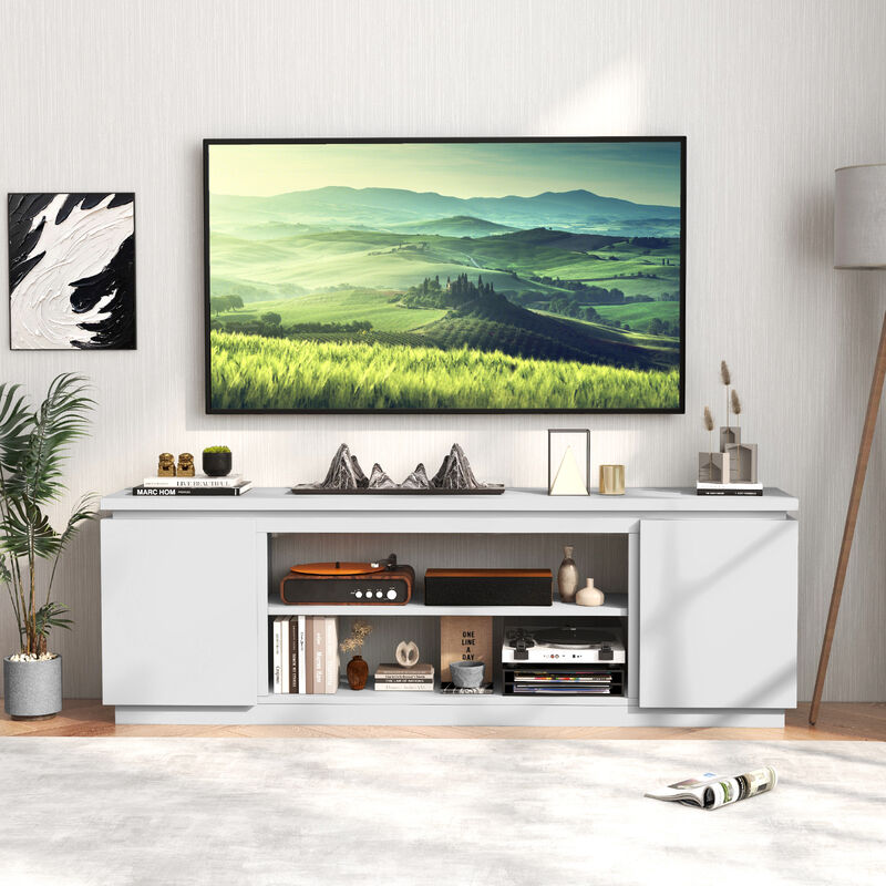 Contemporary TV Stand with Adjustable Storage & Anti-Tip Kit for TVs up to 80 Inches