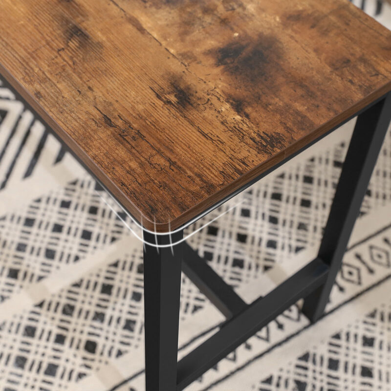 Set of 2 Rustic Brown Dining Table Benches for Kitchen and Dining Room image number 3