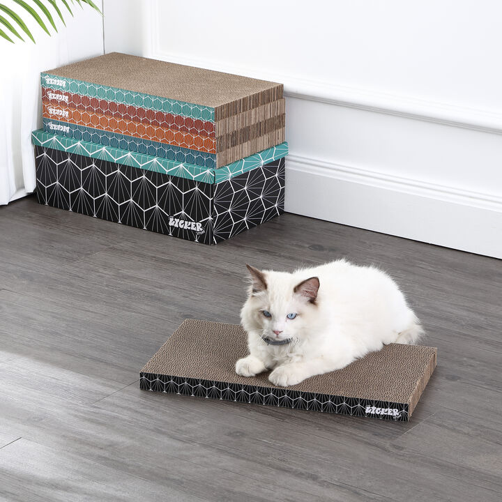 Naomi 17" Modern Cardboard Reversible Cat Scratcher Pad in Box with Catnip, Multi-Colored (5-Pack)