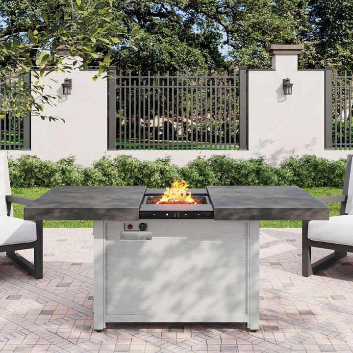 Christopher Knight Home Croton Contemporary Patio Extendable Aluminum 50,000 BTU Fire Pit Table