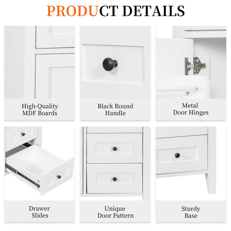 Merax Bathroom Storage Vanity with Left Adjustable Shelving Cabinet & 3 Right Smooth-Glide Drawers image number 7
