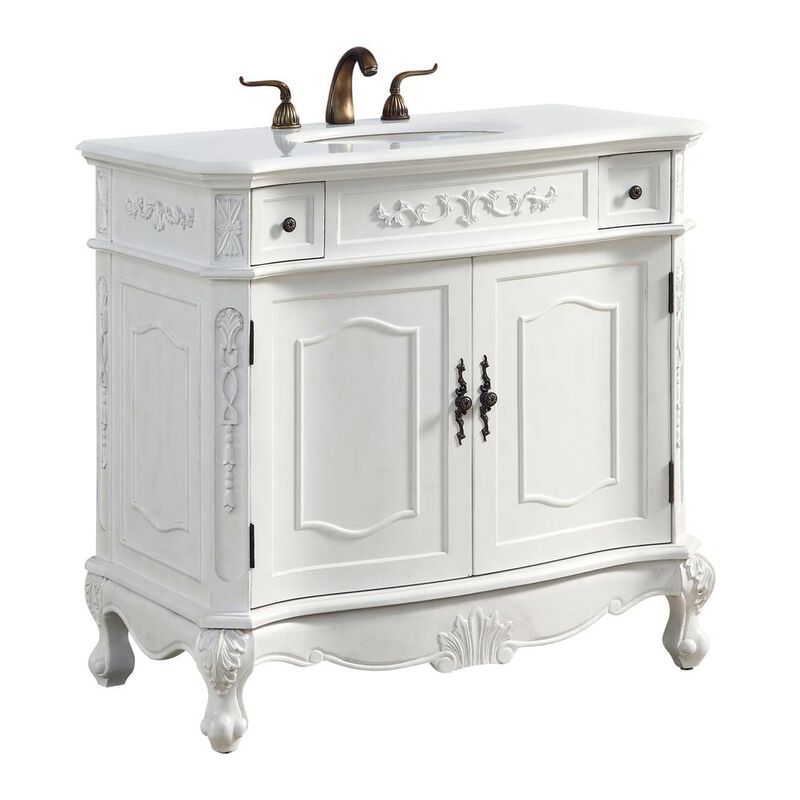 Elegant Kitchen and Bath 36 inch Single Bathroom vanity in Antique White