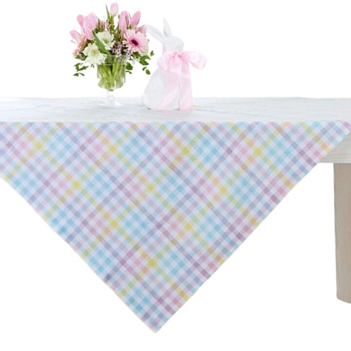 Linen Table Throw - Gingham Check