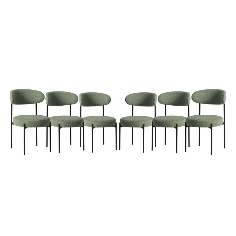 WestinTrends Mid-Century Modern Upholstered Sherpa Round Dining Chairs (Set of 6)