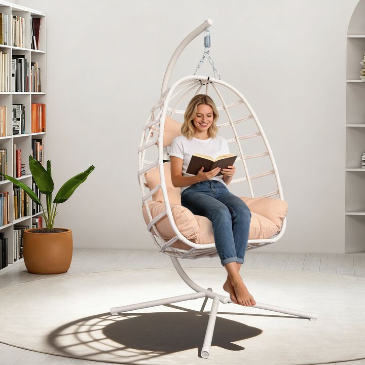 Hivvago Egg Chair with Stand & Washable Cushion