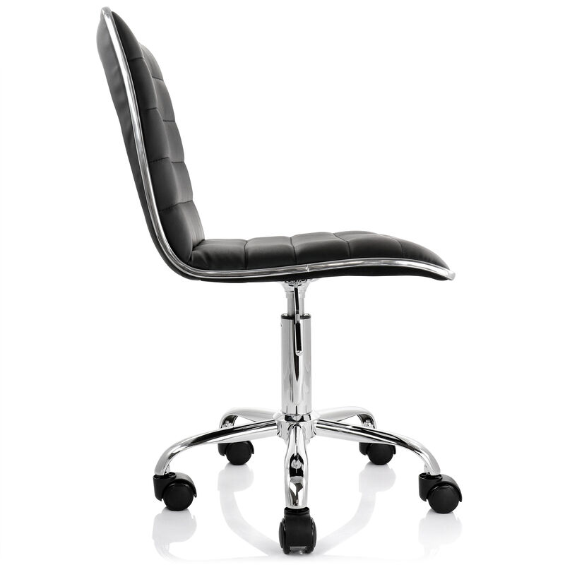 Elama 2 Piece Adjustable Faux Leather Rolling Office Chair in Black with Chrome Finish