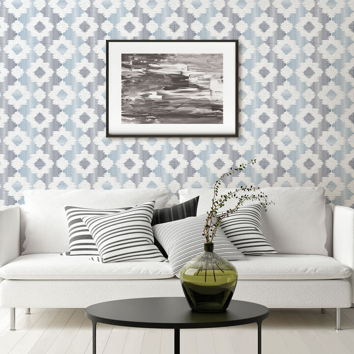 Babylon Blue Abstract Floral Wallpaper