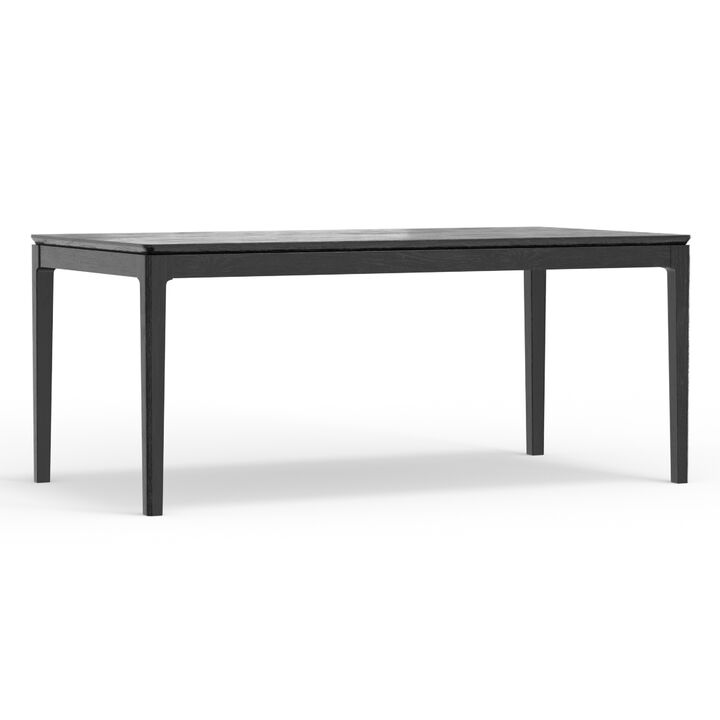 Vecy Dining Table, 72 Inch Rectangular Top, Vintage Black Solid Wood - Benzara
