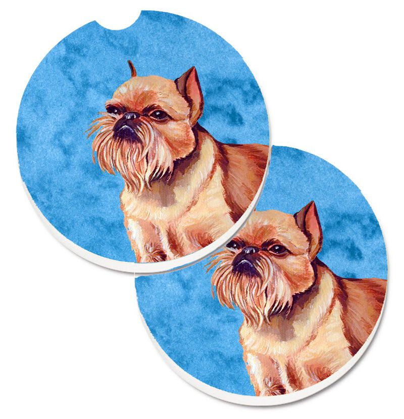Caroline's Treasures Blue Brussels Griffon Set of 2 Cup Holder Car Coasters LH9359BUCARC, 2.56, Multicolor image number 0