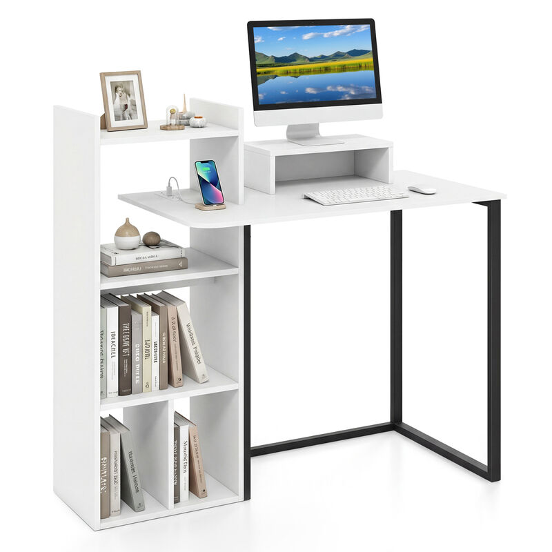 Computer Desk with Charging Station and Monitor Stand for Home Office image number 3