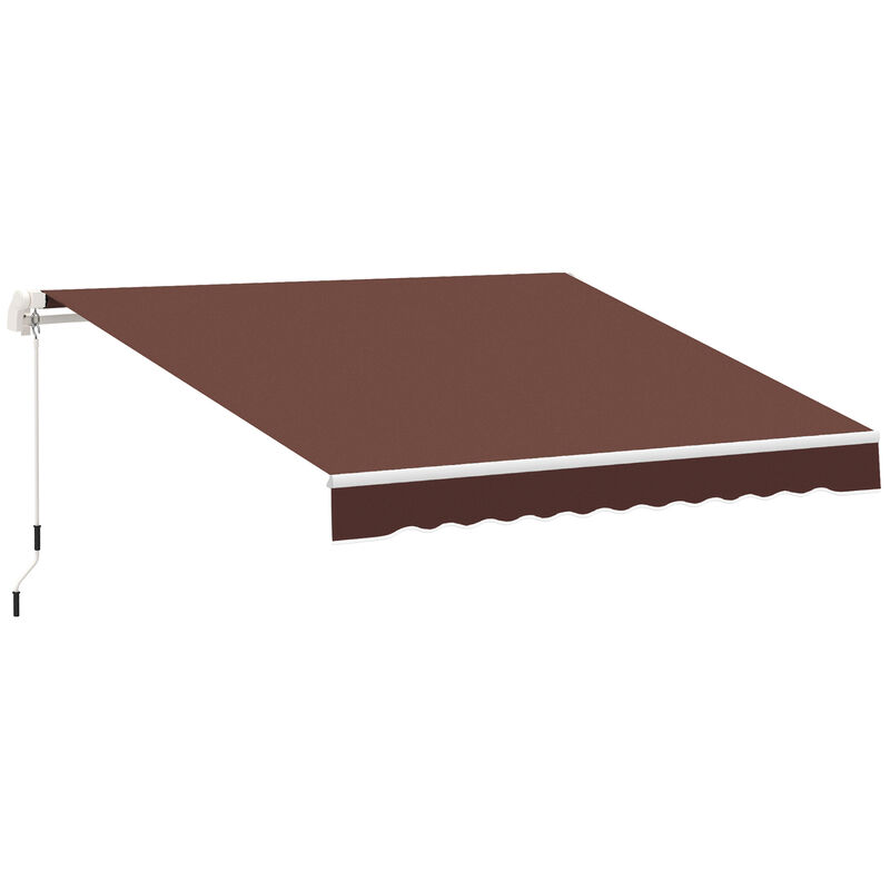 Outsunny 12' x 8' Retractable Awning Patio Awnings Sun Shade Shelter with Manual Crank Handle, 280g/m² UV & Water-Resistant Fabric and Aluminum Frame for Deck, Balcony, Yard, Brown