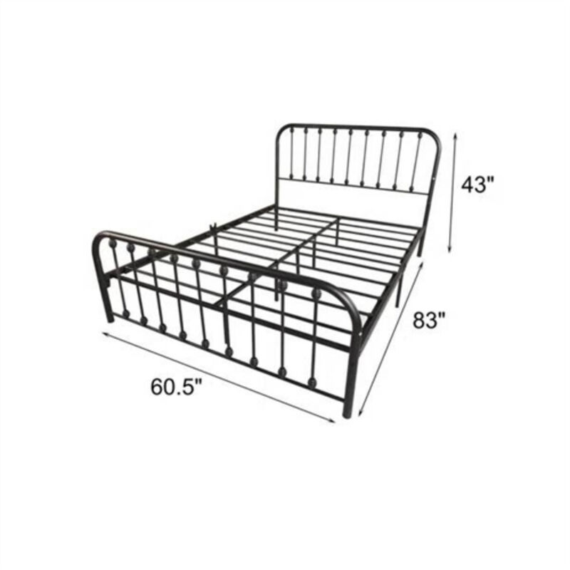 Metal Platform Bed Frame with Rounded Corners Headboard and Footboard for Bedroom