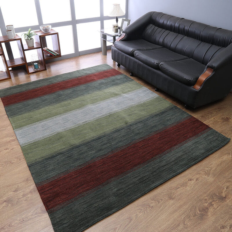 RUGSOTIC CARPETS HAND KNOTTED LOOM WOOL ECO-FRIENDLY AREA RUGS  - Rectangle, Contemporary Modern Design, High Pile Thick Handmade Anti Skid Rugs for Living Room (L00098) image number 1