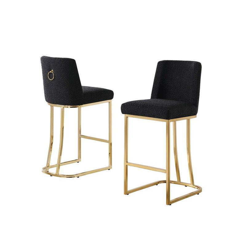 Best Quality Furniture Black With Gold Base Barstools, Set Of 2