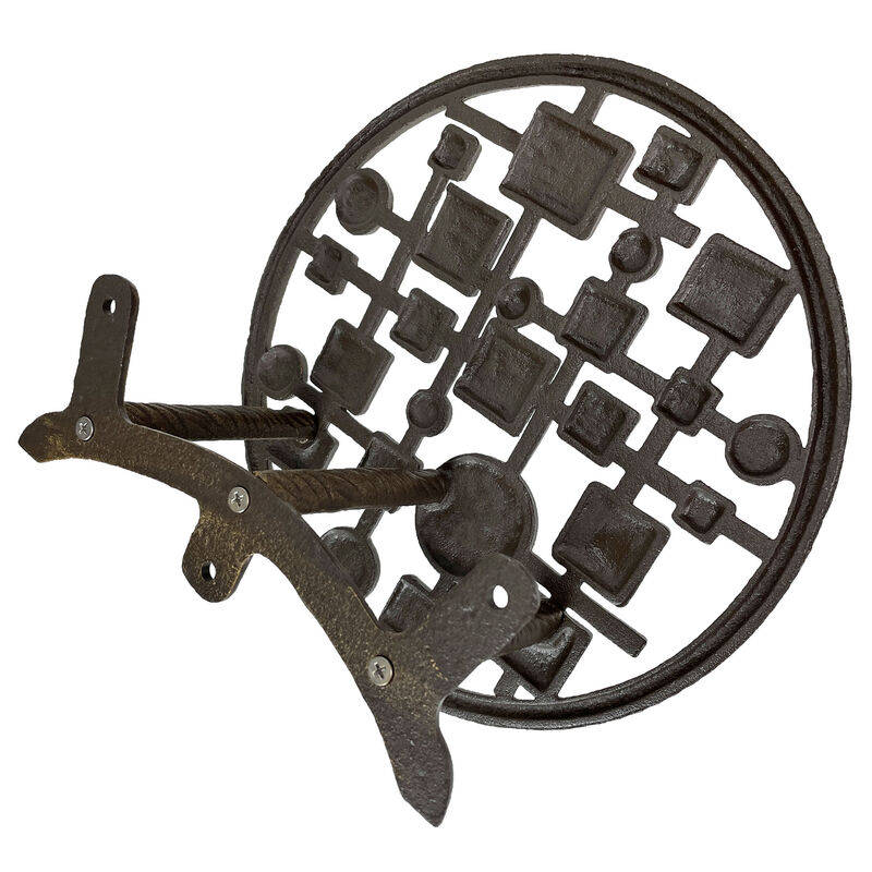 MCM Circles & Squares Cast Iron Hose Holder &ndash; Bronze Wall Mount image number 4