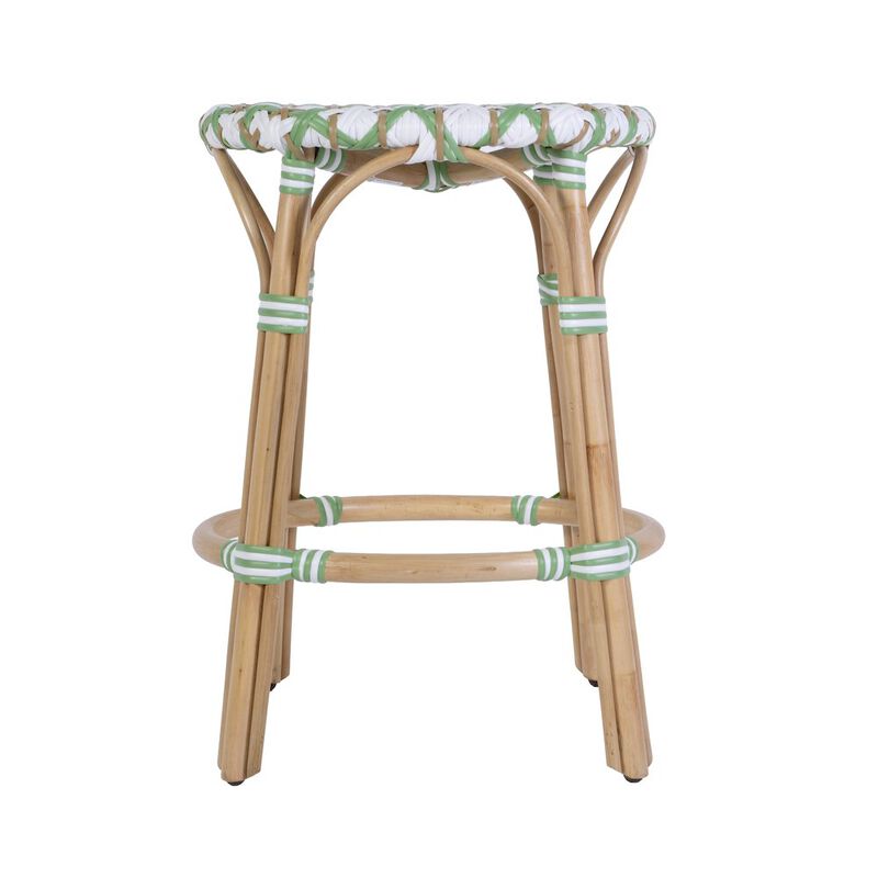 Butler Specialty Ballito 24 in. Seat Height Oval Rattan Counter Stool, Yellow and Brown image number 4