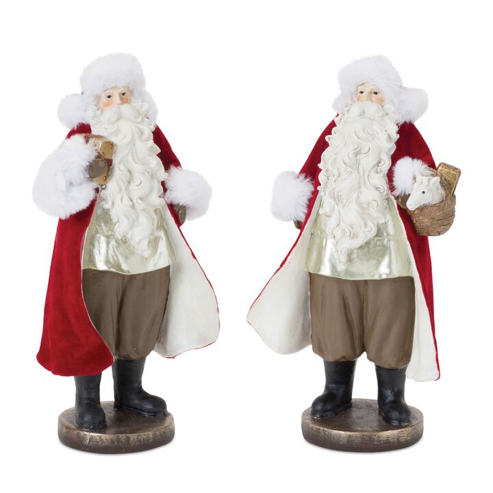 Santa Set of 2 Resin Figurines for Christmas Decorations
