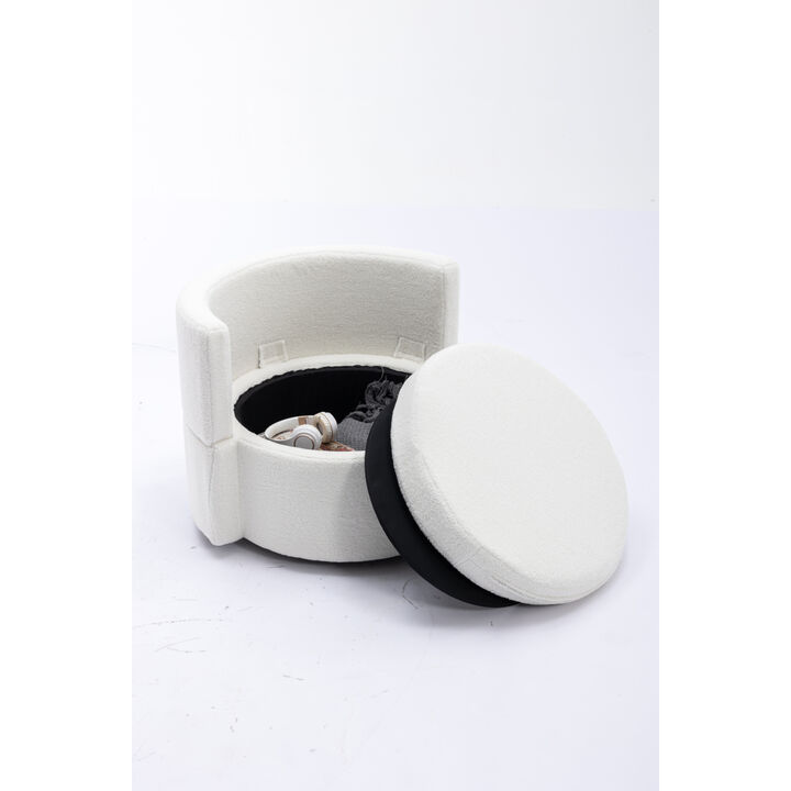 Swivel And Storage Chair For Living Room, Ivory