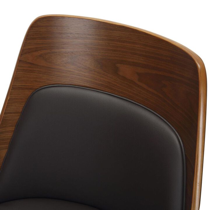 LumiSource Walnut Wood, Brown PU Anabelle Bent Wood Chair - Set of 2