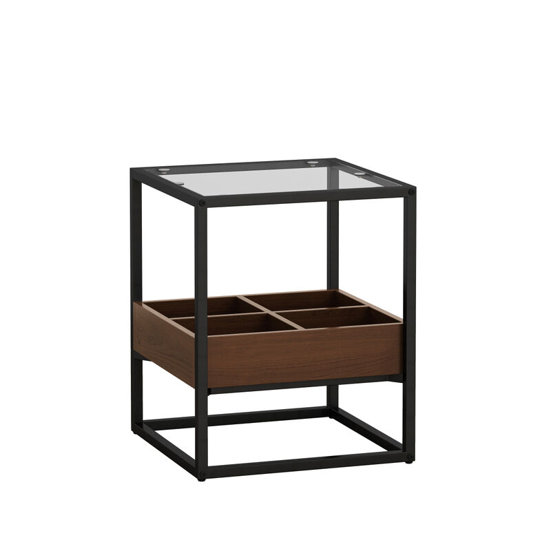 17.72" Modern Coffee Table Side Table With Storage Shelf and Metal Table Legs for Bedroom, Living Room (set of 2)
