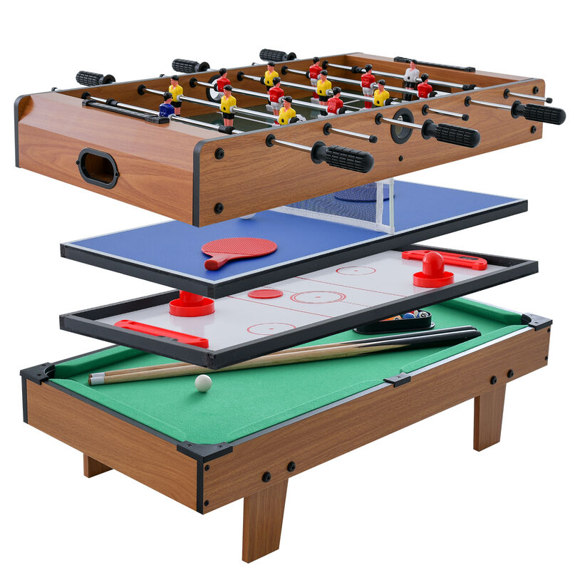 Multi Game Table with Foosball Pool Hockey and Table Tennis for Kids and Adults-Natural image number 3