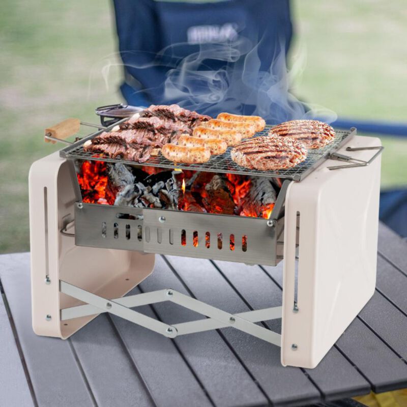 Hivvago Folding Charcoal BBQ Grill with Dishwasher-safe Grill Grids and Charcoal Box