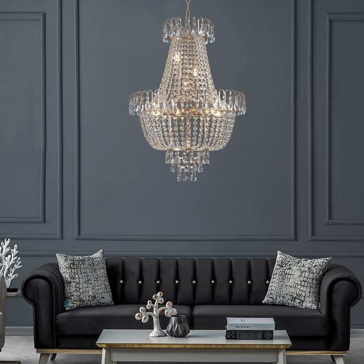ELEMENT ACE Large Contemporary Luxury Crystal Chandelier Ceiling Lighting Fixture for Living Room Dining Room