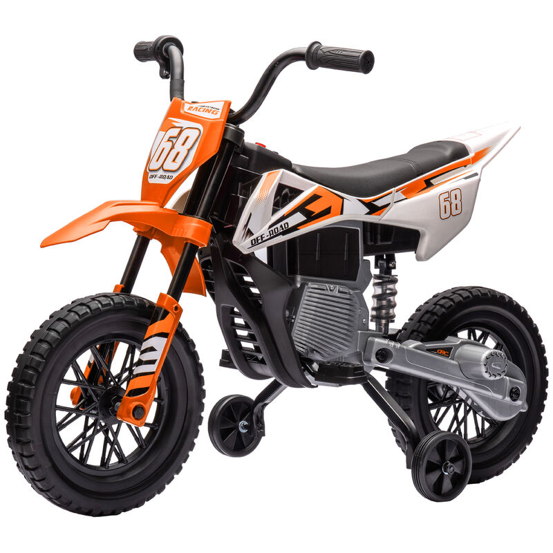 BreeBe 12V Kids Electric Motorcycle w/ Twist Grip Throttle, Training Wheels, Rear Suspension & Music image number 0