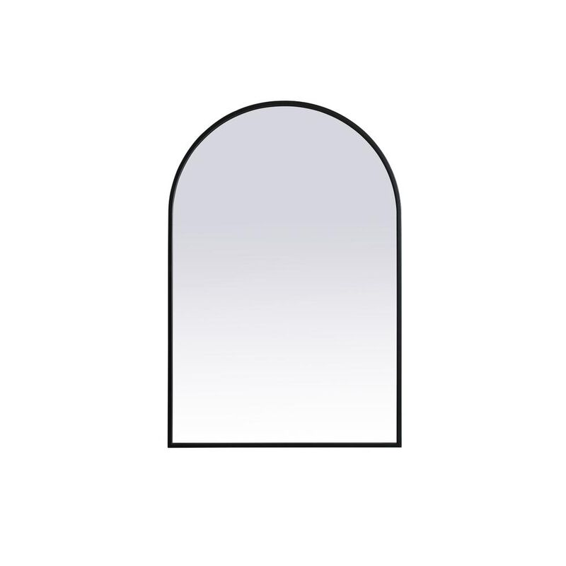 Elegant Decor Metal Frame Arch Mirror 24x36 Inch in Black