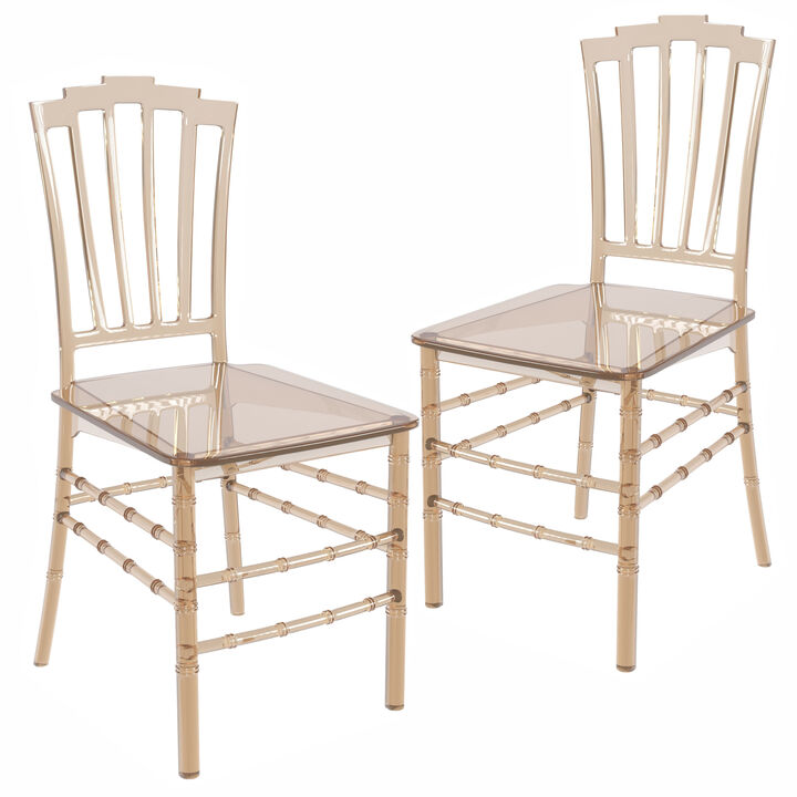 LeisureMod Synth Series Modern Dining Chair in Clear Set of 2