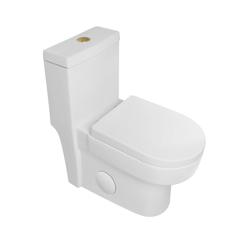 Bothwa Home 28.94" H Golden Flush Button 1.1/1.6 GPF Comfort Height Classic Water-Saving Super Quite Flushing Floor Mounted One-Piece Toilet, Soft Close image number 0