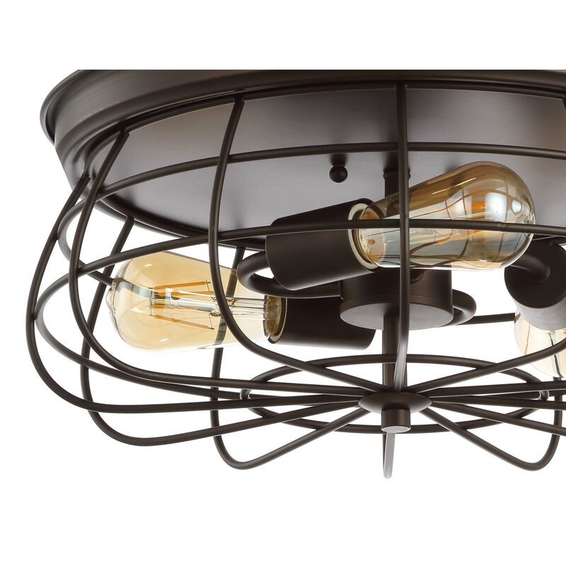 Calvia 3-Light Farmhouse Metal Cage Flush Mount