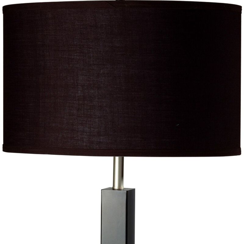 Hivvago 30" Black Polyresin Table Lamp With Brown Classic Drum Shade