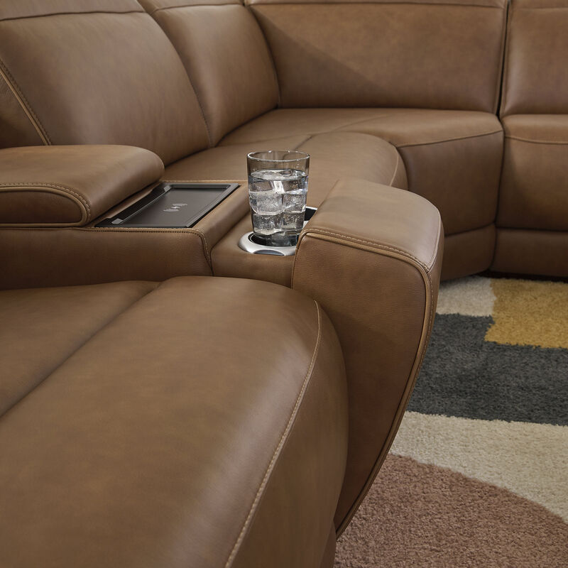 Rally-Up 6-Piece Dual Power Leather Reclining Modular Sectional with Console image number 5