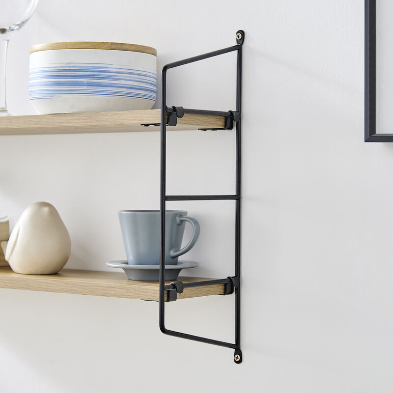 Severini Floating Bracket Farmhouse Two-Tier Wall Shelf