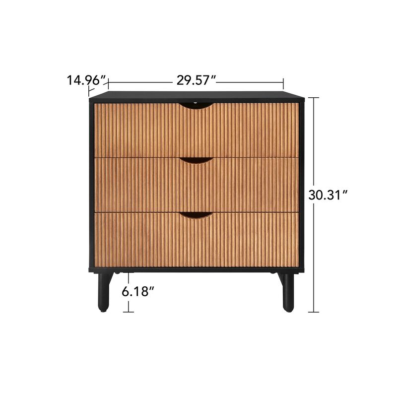 MONDAWE 3 Drawer Cabinet,handle-free Cabinet Suitable for Bedroom, Living Room, Study, Dining Room