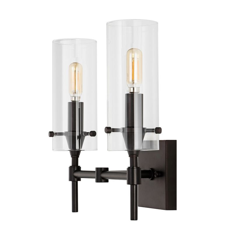 Cato Bohemian Farmhouse Iron/Glass LED Vanity