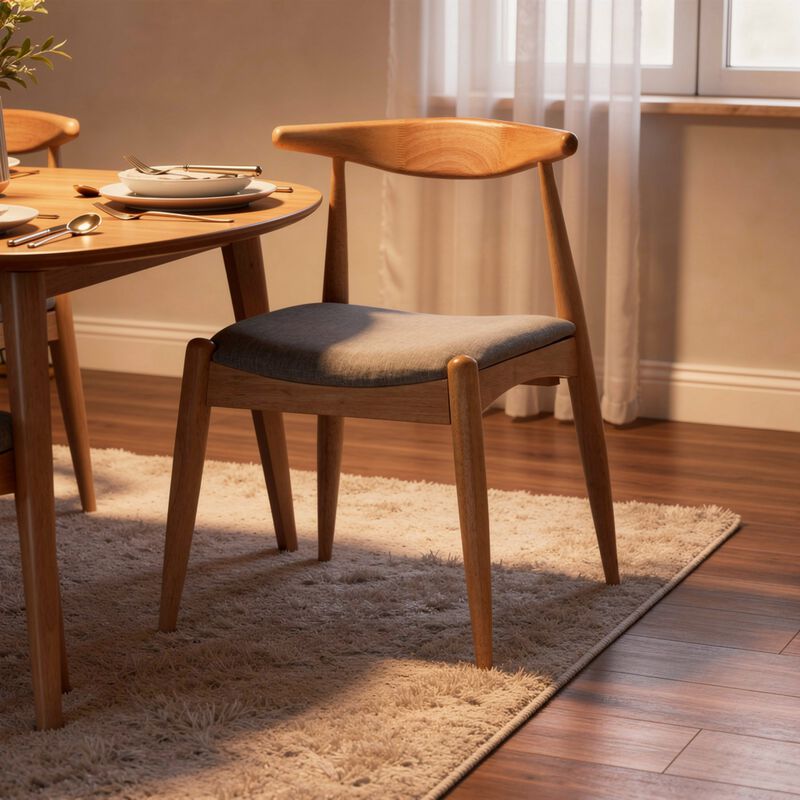Syma Dining Side Chair Set of 2, Open Curved Back, Light Gray Seat image number 1