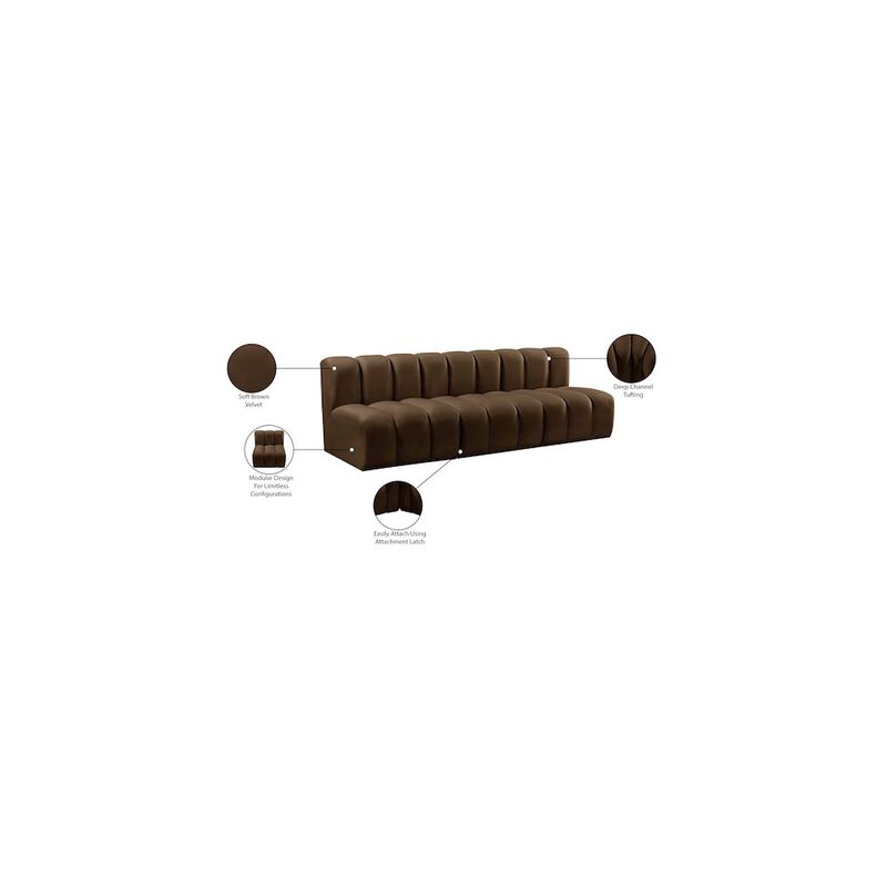 Meridian Furniture Arc Brown Velvet Modular Sofa
