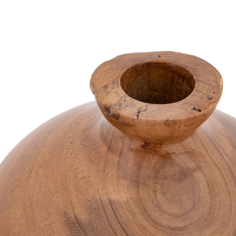 Decorative Paulownia Wood Vase, Walnut Finish image number 4